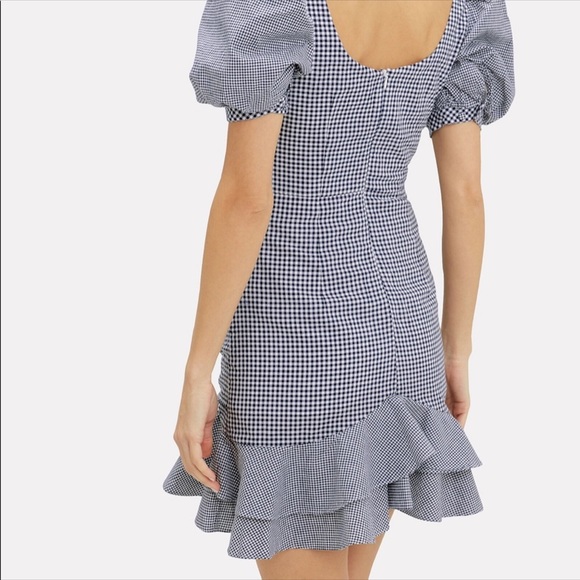 NWT Jonathan simkhai gingham dress puff sleeve 4 - Picture 2 of 2